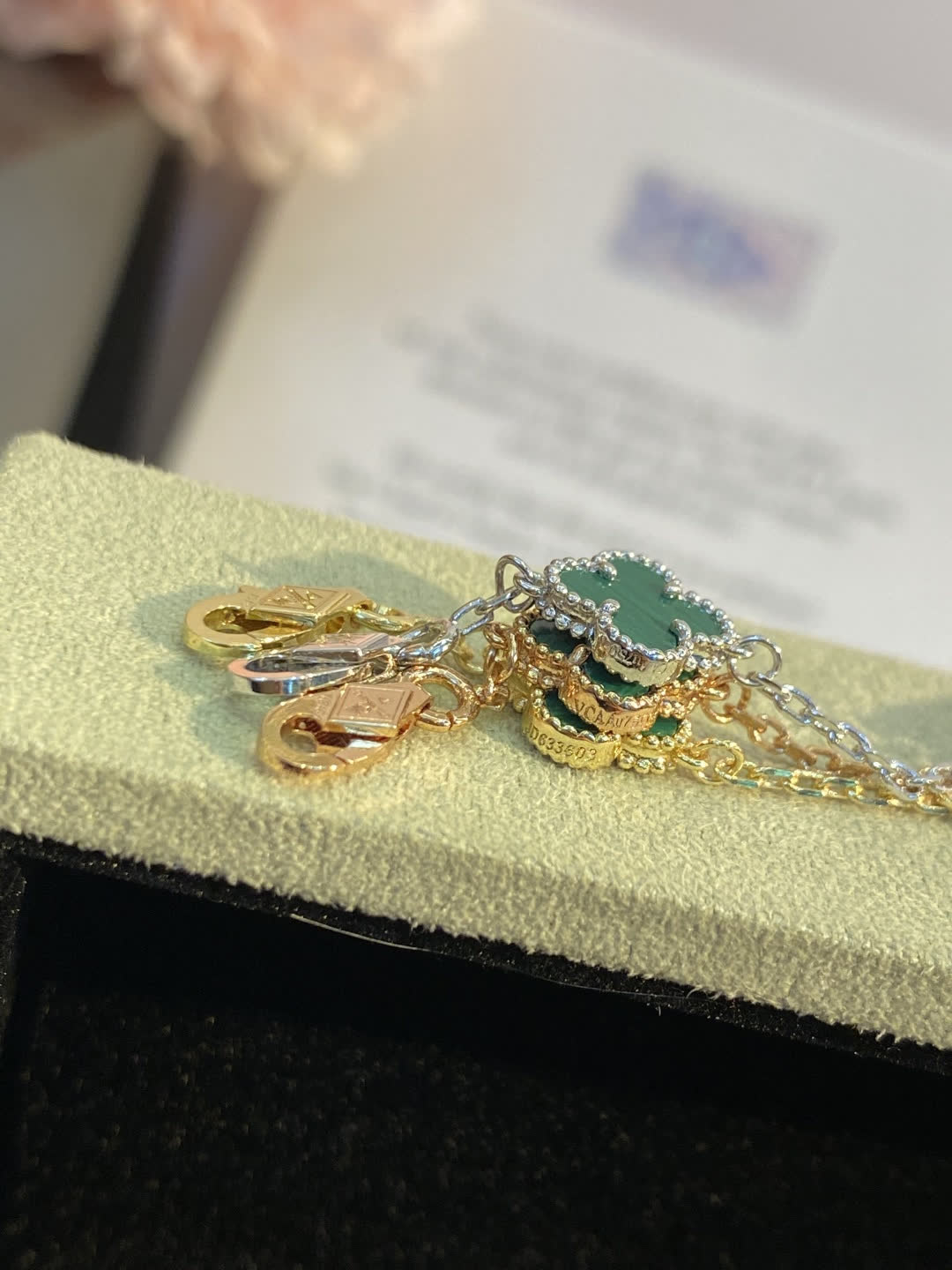 Van Cleef & Arpels Vintage Alhambra Emerald Green Enamel Bracelet